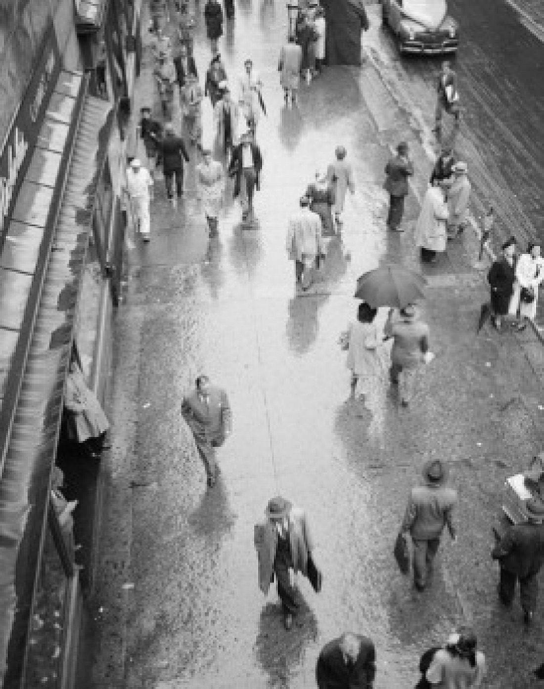 USA New york State New York City high angle view of people walking on pavement Canvas Art - (18 x 24)