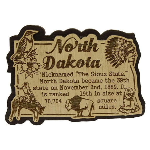 USA North Dakota State Map Wooden Magnet Souvenir Fridge Magnet Gift