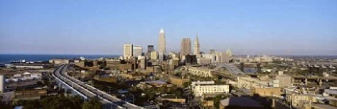 USA Ohio Cleveland aerial Canvas Art - Panoramic Images (18 x 6)