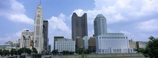 USA Ohio Columbus Clouds over tall building structures Canvas Art - Panoramic Images (36 x 13)
