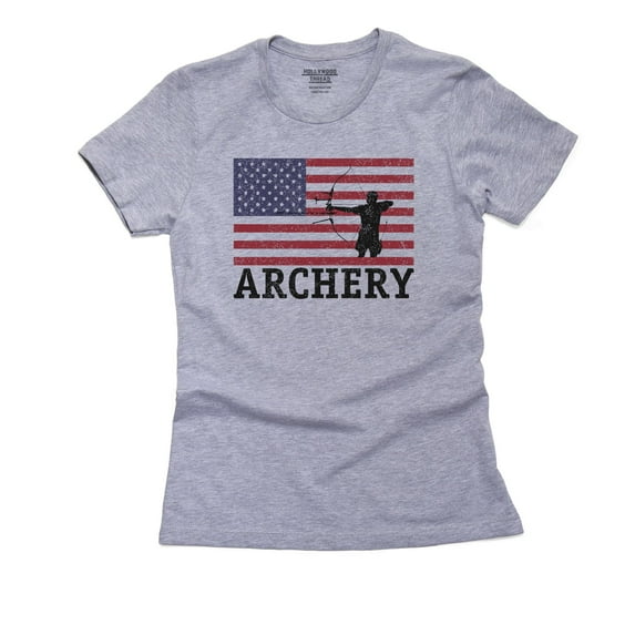 USA Olympic - Archery - Vintage Flag - Silhouette Women's Cotton Grey T-Shirt