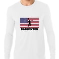 thumbnail image 1 of USA Olympic - Badminton - Flag - Silhouette Men's Long Sleeve Grey T-Shirt, 1 of 2