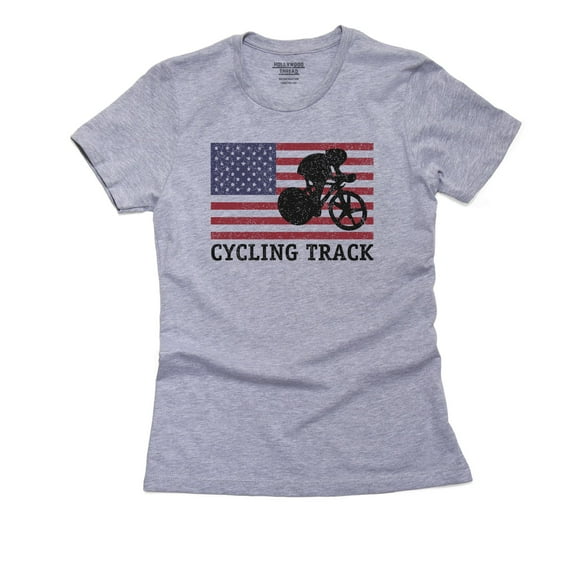 USA Olympic - Cycling Track - Vintage Flag - Silhouette Women's Cotton Grey T-Shirt