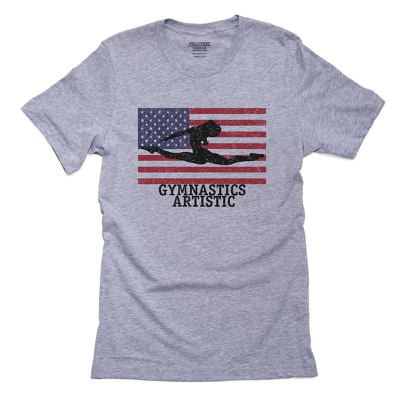 USA Olympic - Gymnastics Artistic - Vintage Flag - Silhouette Men's Grey T-Shirt