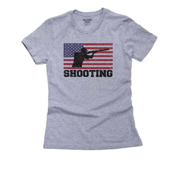 USA Olympic - Shooting - Flag - Silhouette Women's Cotton Grey T-Shirt