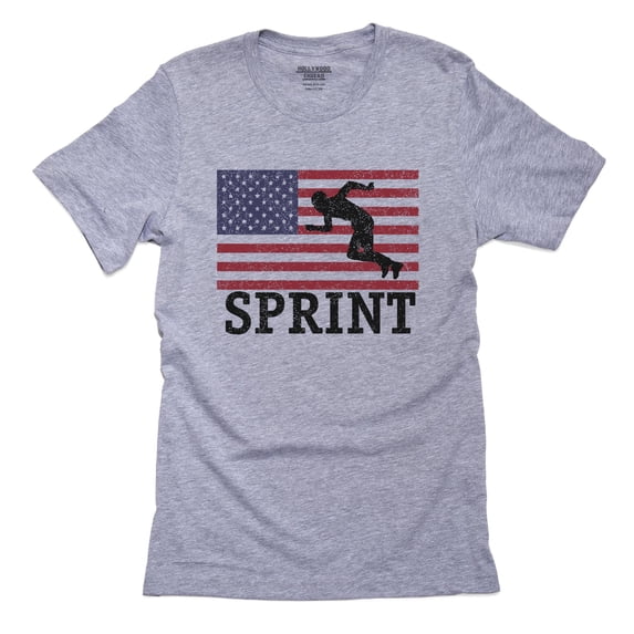 USA Olympic - Sprint - Vintage Flag - Silhouette Men's Grey T-Shirt