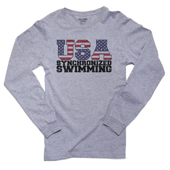 USA Olympics - Synchronized Swimming - Vintage Men's Long Sleeve Grey T-Shirt