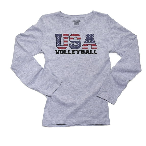 USA Olympics - Volleyball - Vintage Letters Women's Long Sleeve Grey T-Shirt