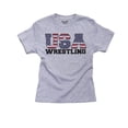 thumbnail image 1 of USA Olympics - Wrestling - Vintage Letters Boy's Cotton Youth Grey T-Shirt, 1 of 2