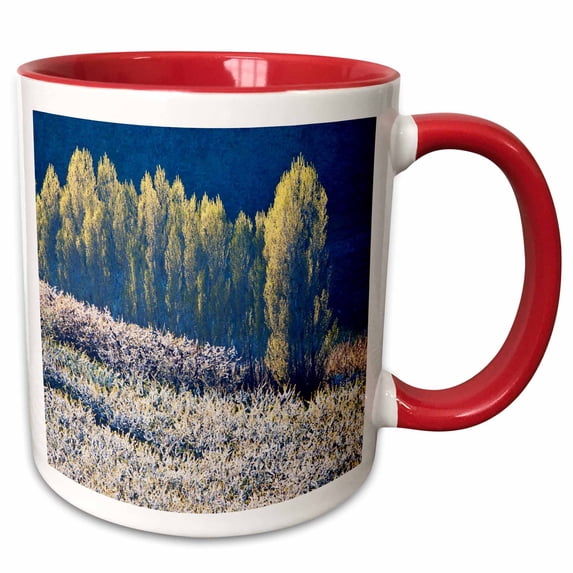 USA, Oregon, Columbia Gorge. Apple orchards in spring. 11oz Two-Tone Red Mug mug-207431-5