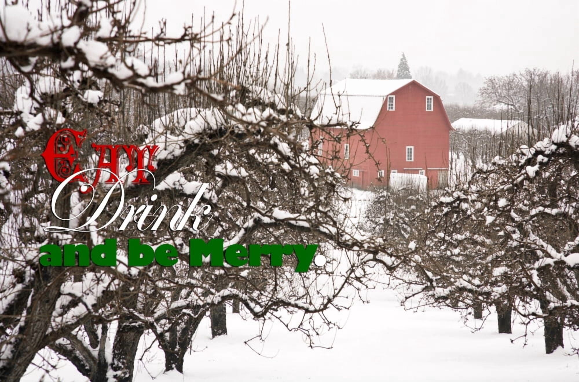 USA Oregon Hood River Snow covered Apple Trees and Barn Canvas Art - Stuart Westmorland Danita Delimont (15 x 10)