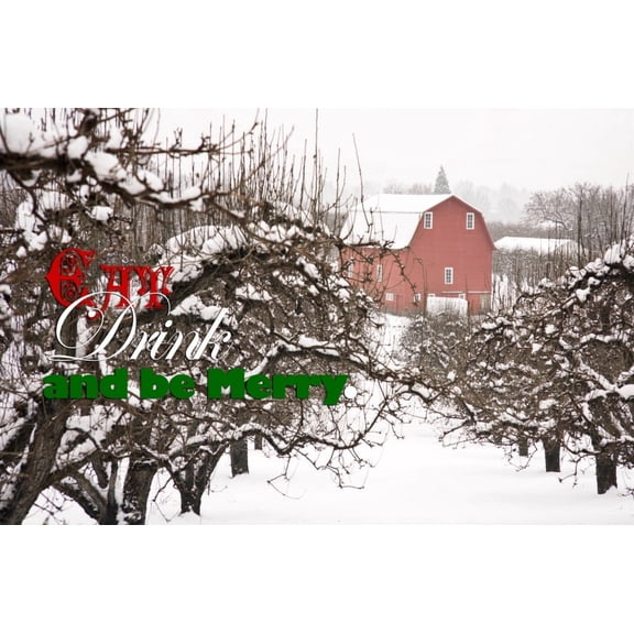 USA Oregon Hood River Snow covered Apple Trees and Barn Canvas Art - Stuart Westmorland Danita Delimont (30 x 20)