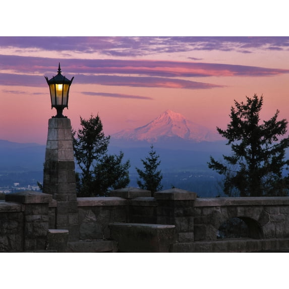 Art.com USA, Oregon, Portland. Mt. Hood with moonrise at sunset. Photographic Print by Jaynes Gallery, 16" x 12"