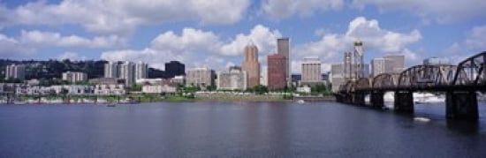 USA Oregon Portland Willamette River Canvas Art - Panoramic Images (36 x 12)