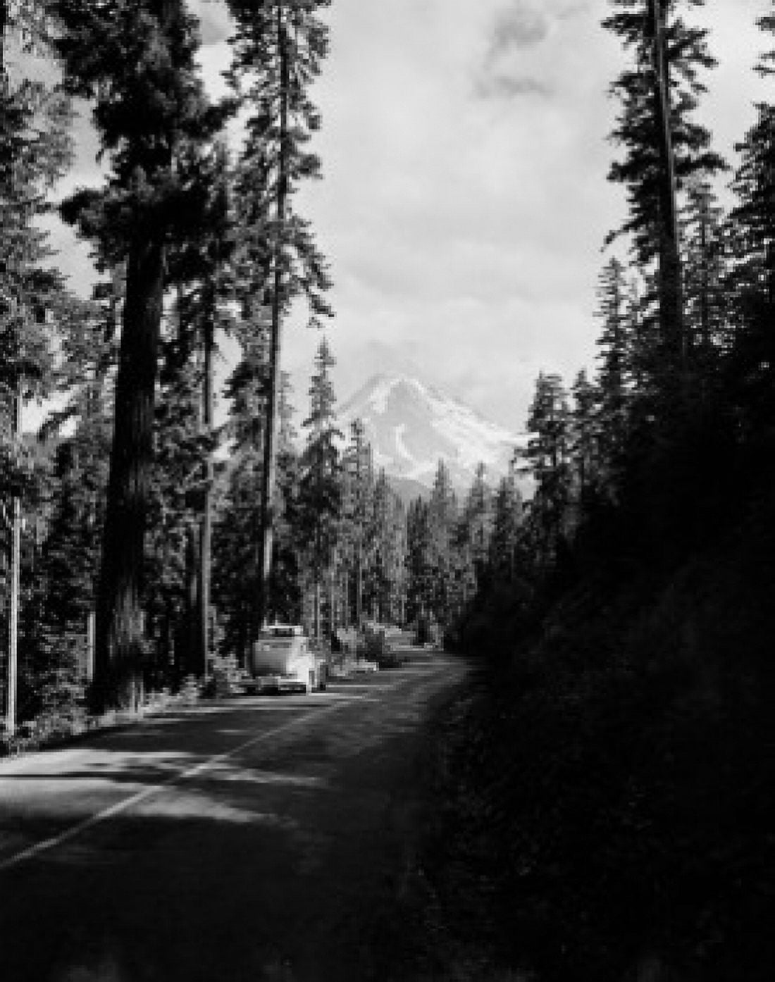 USA Oregon Timberline Lodge Mount Hood from highway East Canvas Art - (24 x 36)