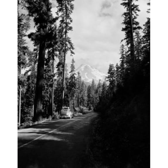 USA Oregon Timberline Lodge Mount Hood from highway East Poster Print