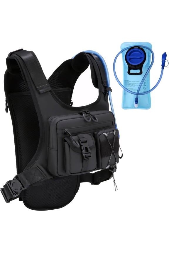 Original Patent Running Hydration Vest Backpack, Lightweight Chest Pack with 2.0L Water Bladder Bag Daypack for Hiking Running Cycling Race Marathon for Women Men