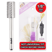 USA PANA 1/8" Professional Flat Top Large Barrel Carbide Bit - Nail Drill Bit for Manicure Pedicure Tools Dremel Machine - Silver, Coarse Grit