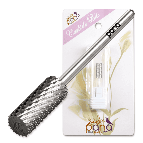 USA PANA 3/32" Shank Size Professional - Flat Top Small Barrel Head - Nail Carbide Bit for Dremel Machine (Extra Coarse, Silver)
