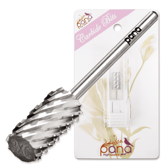 USA PANA 3/32" Silver Shank Size Professional - Flat Top Large Barrel Head - Nail Carbide Bit for Dremel Machine (3X Coarse, Silver)