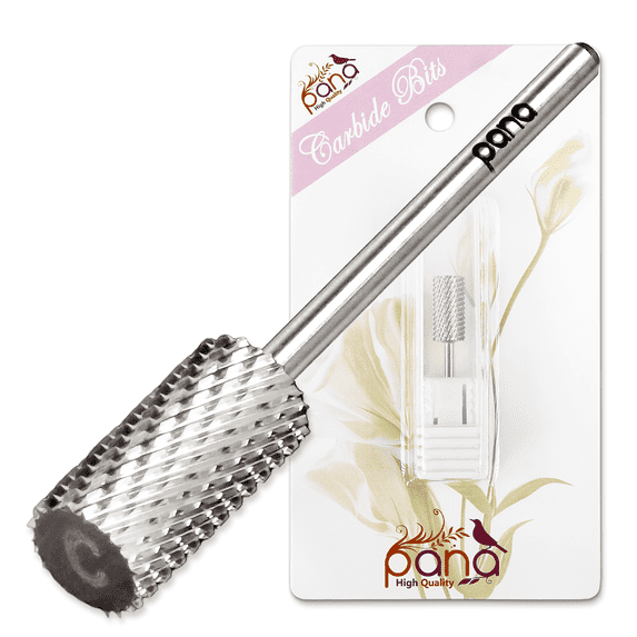USA PANA 3/32" Silver Shank Size Professional - Flat Top Large Barrel Head - Nail Carbide Bit for Dremel Machine (Coarse,Silver)