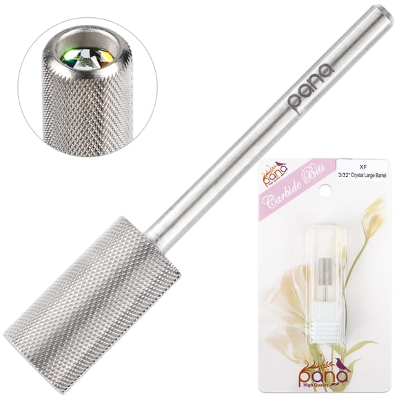 USA PANA Professional 3/32" Shank Size - Crystal Top Large Barrel Carbide Bit - Nail Drill Bit for Dremel Machine (Extra Fine, Silver)