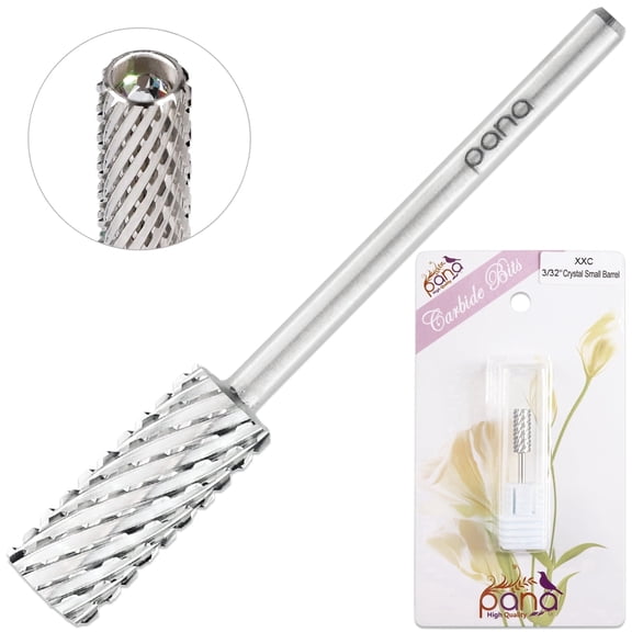 USA PANA Professional 3/32" Shank Size - Crystal Top Small Barrel Carbide Bit - Nail Drill Bit for Dremel Machine (2X Coarse, Silver)