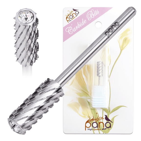 USA PANA Professional 3/32" Shank Size - Crystal Top Small Barrel Carbide Bit - Nail Drill Bit for Dremel Machine (3X Coarse, Silver)