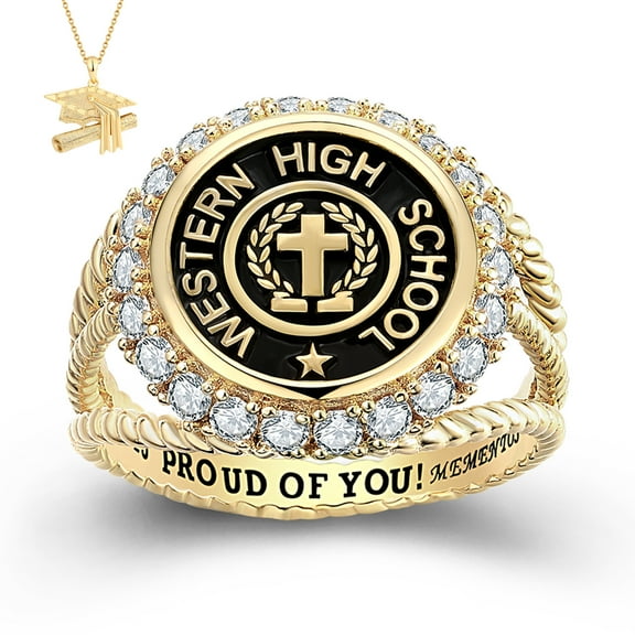 USA Mementos Custom Women's Class Ring Sterling Silver for High School and College Graduates-Signet