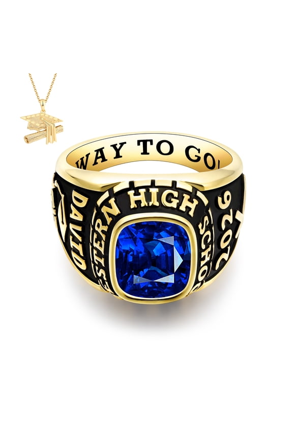 USA Mementos Custom Men's Class Ring Sterling Silver for High School & College Graduation-X Large Cushion