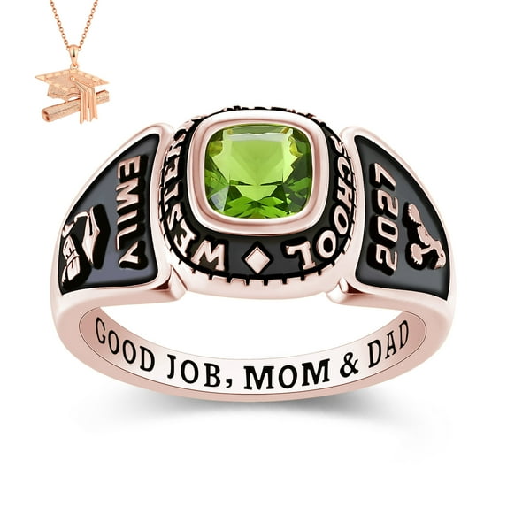 USA Mementos Custom Women's Class Ring Sterling Silver for High School or College Graduates-Eternal