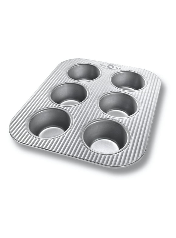 USA Pan 6-Cup Muffin Pan, Nonstick, Aluminized Steel, 1.375-inch per cup