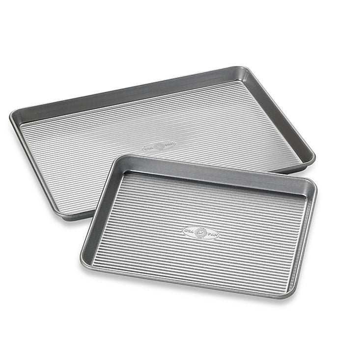 USA Pan Nonstick Half Sheet Pan and Quarter Sheet Pan, Set of 2