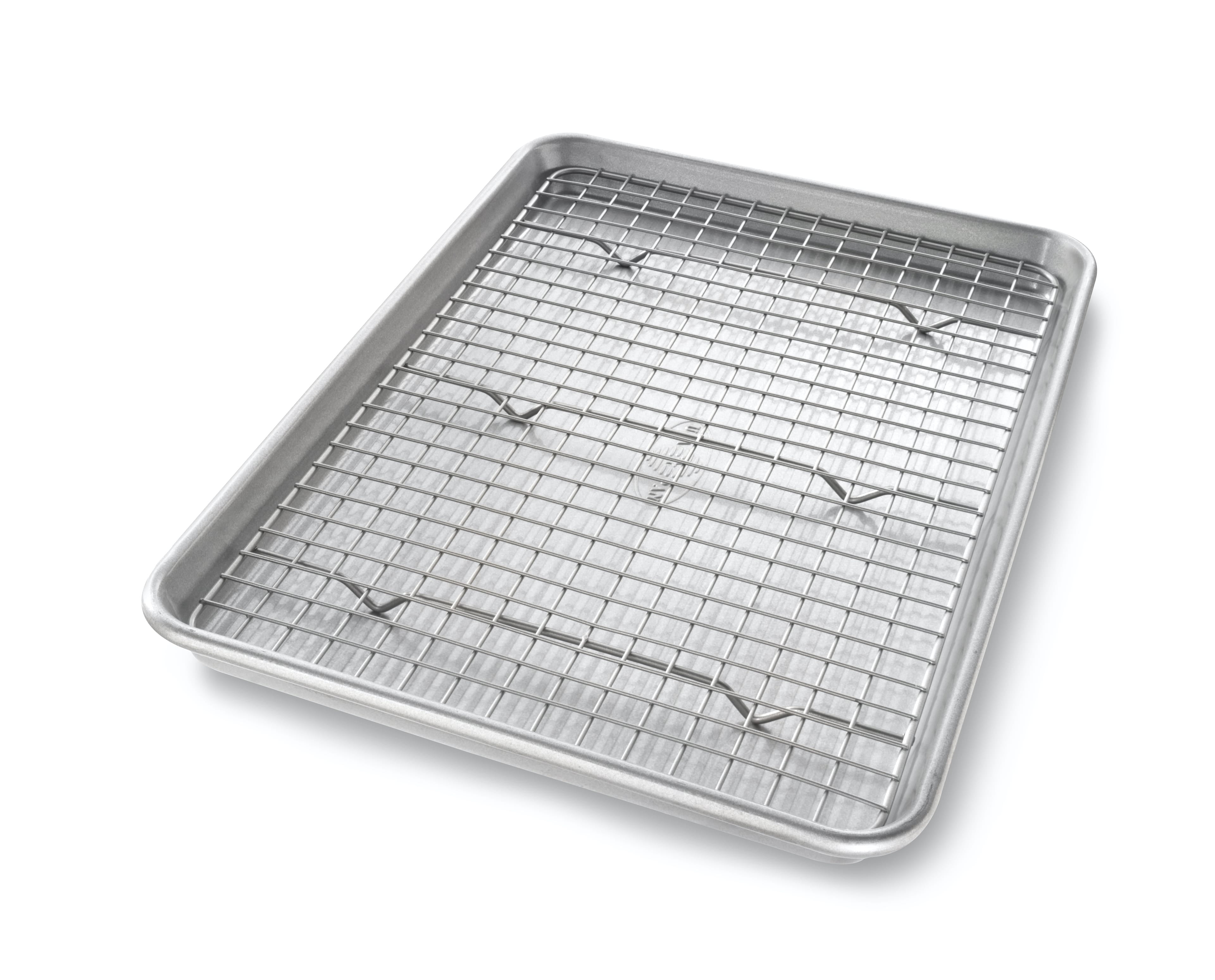USA Pan Bakeware Jelly Roll Baking Sheet with Baking/ Cooling Rack, Nonstick, Aluminized Steel