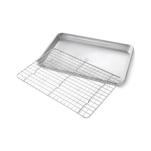USA Pan Bakeware Quarter Sheet Pan with Baking/ Cooling Rack, Nonstick, Aluminized Steel