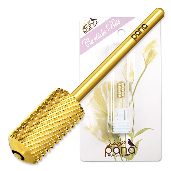 USA Pana 3/32" Professional Safety Nail Carbide - Smooth Round Top Large Barrel Head for Electric Dremel Drill Machine (Gold, Coarse Grit )