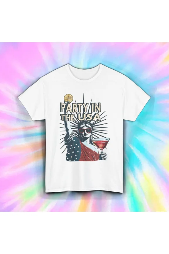USA Party Mode Patriotic Celebration Fourth Retro Festive Unisex T-Shirt, up to size 5XL