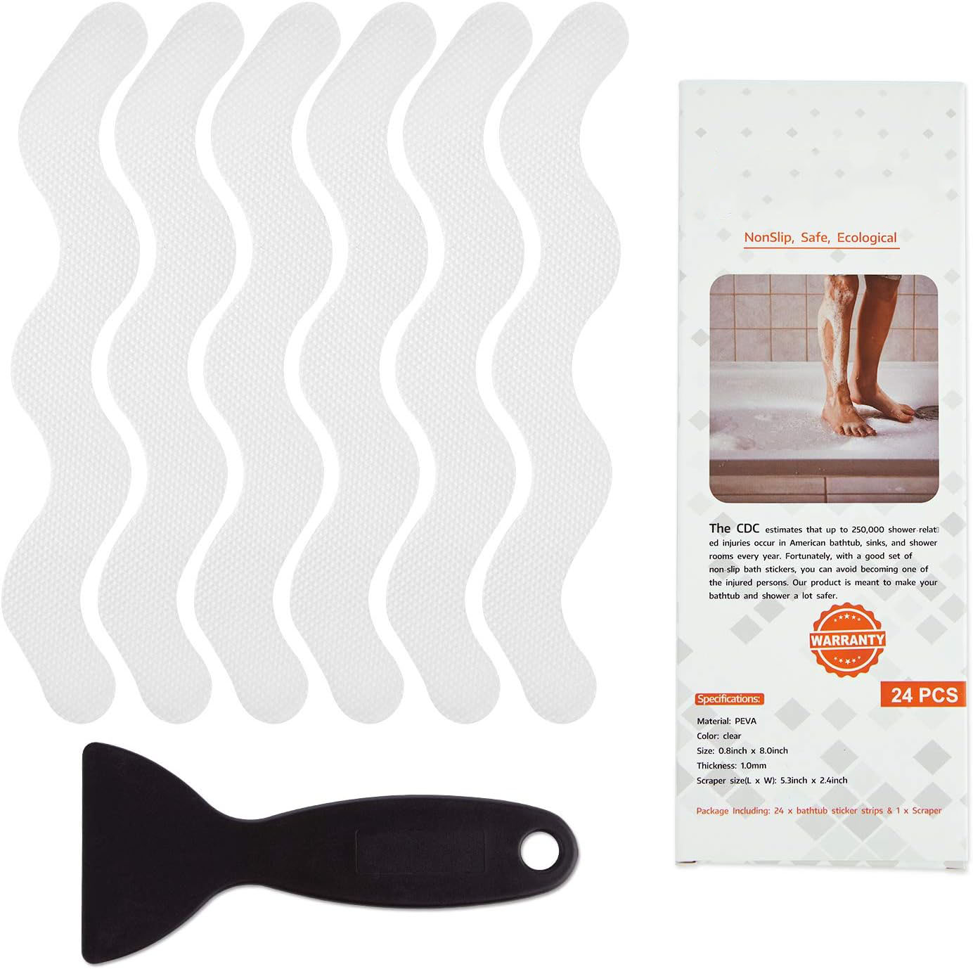 USA Patented Anti Slip Shower Stickers 24 PCS Safety Bathtub Strips ...