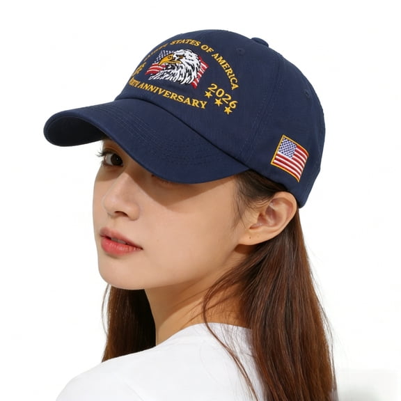 USA Patriotic 2026 Independence Day Baseball Cap, Bald Eagle & American Flag Embroidered Adjustable Snapback Hat, Breathable Cotton Hat for Men and Women.(j)