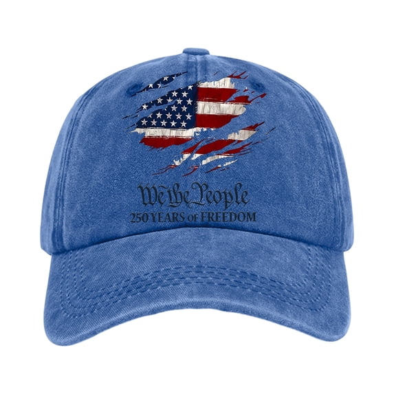 USA Patriotic 250th Anniversary Cap 1776-2026 Independence Day American Flag Hat Adjustable Distressed Denim Cap Gift for Veterans Patriots,Royal Blue