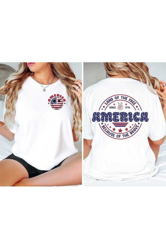 USA Patriotic 4th of July Shirt – Front & Back American Flag Tee – Independence Day Shirt