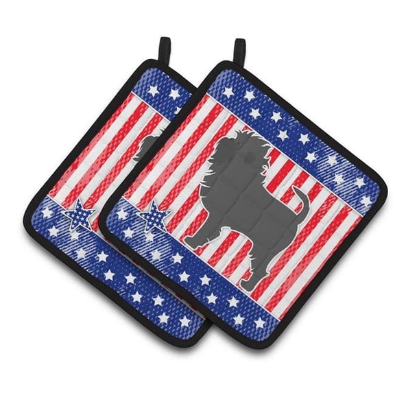 USA Patriotic Affenpinscher Pair of Pot Holders