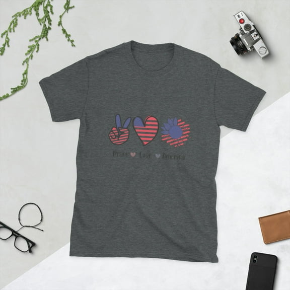 USA Patriotic American Flag For Men Women US T-Shirt (Dark Heather, S)
