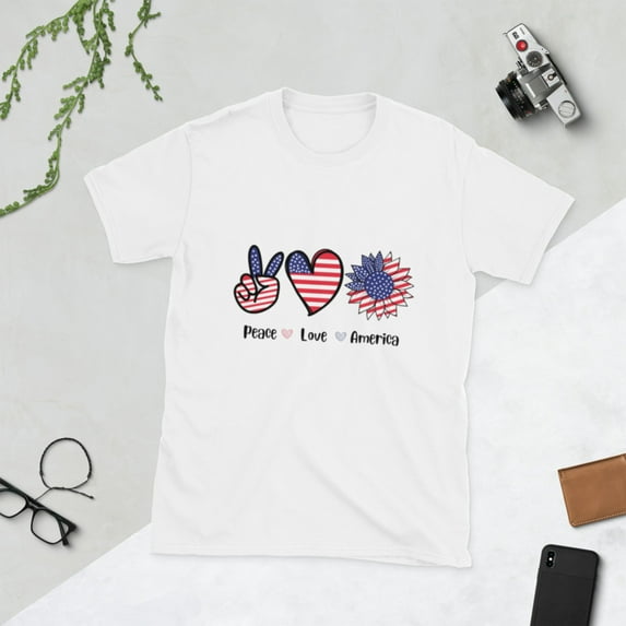 USA Patriotic American Flag For Men Women US T-Shirt (White, S)