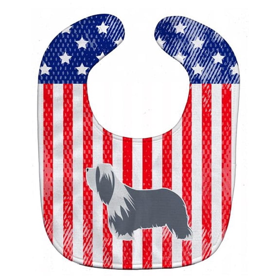 USA Patriotic Bearded Collie Baby Bib