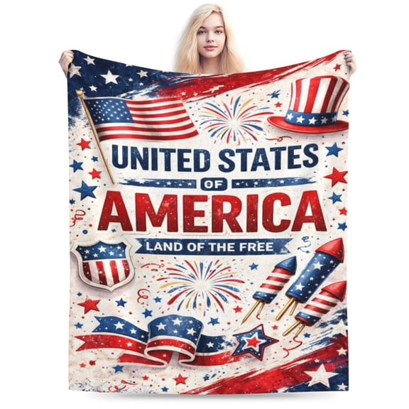USA Patriotic Blanket Gift Throw Blanket Cozy Soft American Flag Pattern Home Decor Gift for Fourth of July Independence Day 50x40