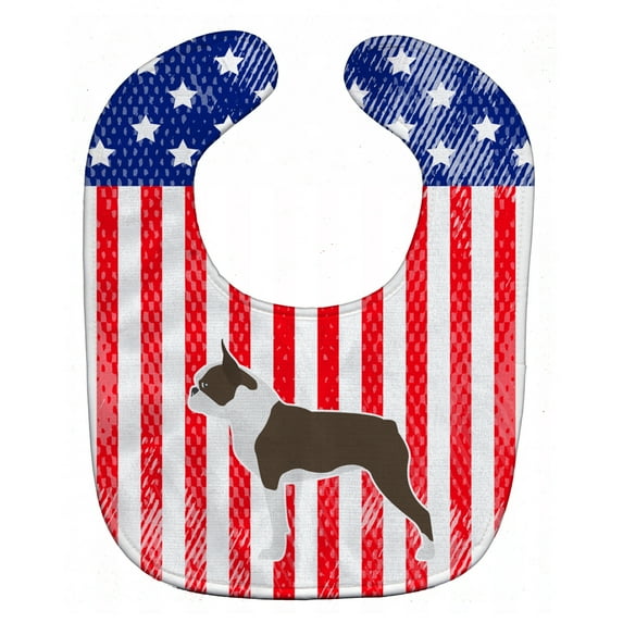 USA Patriotic Boston Terrier Baby Bib