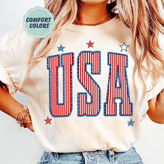 USA Patriotic Comfort Colors Shirt, 4th of July Graphic Tee, Red White Blue America Independence Day Gift