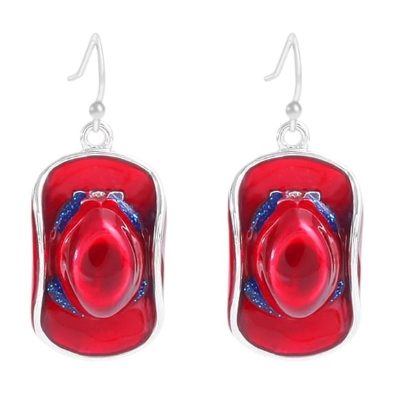 USA Patriotic Dangle Earrings for Women Red White Blue Stripe American Flag Earrings, Metal USA Drop Earrings, 4th of July Independence Day Patriotic Earrings, American Outfit Jewelry
