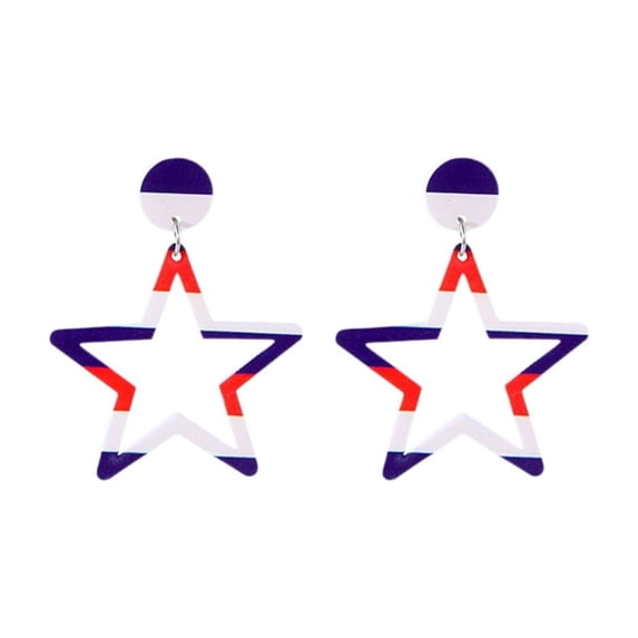 USA Patriotic Dangle Earrings for Women Red White Blue Stripe American Flag Earrings Star Heart USA Drop Earrings 4th of July Independence Day Patriotic Earrings Outfit